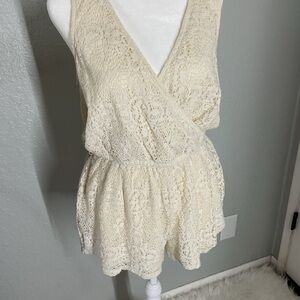 American Eagle Outfitters Cream Lace Romper